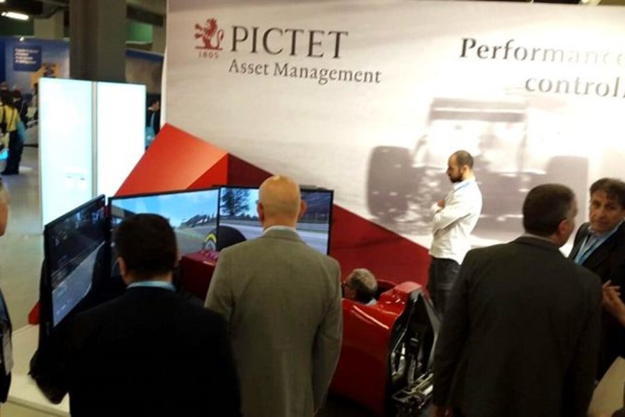 PICTET has rented the F1 Simulator for its stand at the MiCo