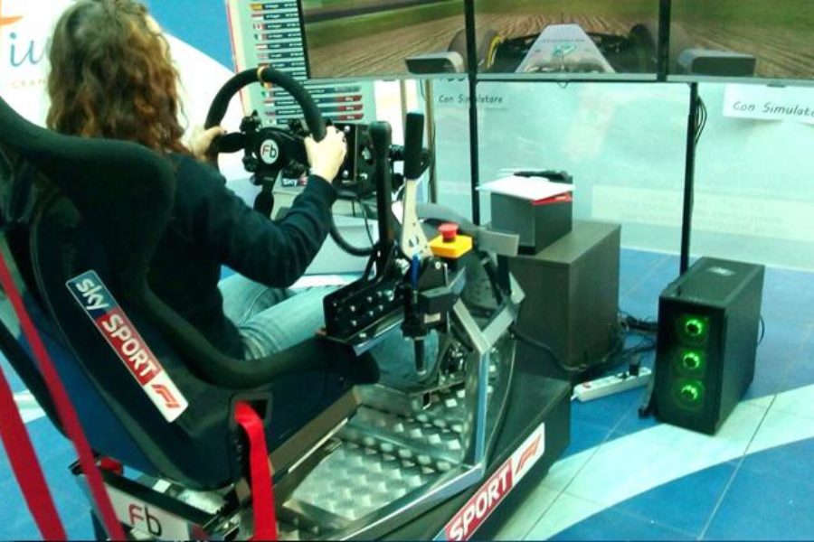F1 GT simulator with Sky Sport at the Granfiume Shopping Center